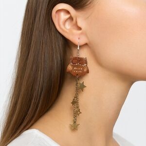 Handcrafted Owl & Star Earrings Jewelry